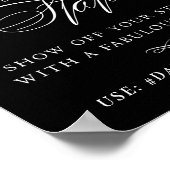 Elegant Selfie Station White Script Smile Hashtag Poster (Ecke)