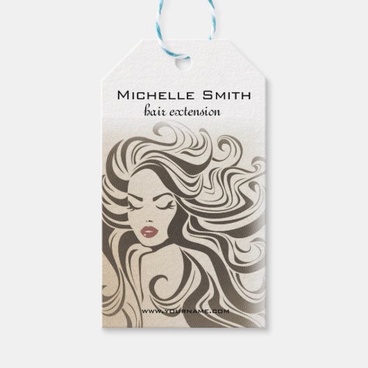 Elegant Sepia Chic Wavy Frisur Extensions Geschenkanhänger (Vorderseite)