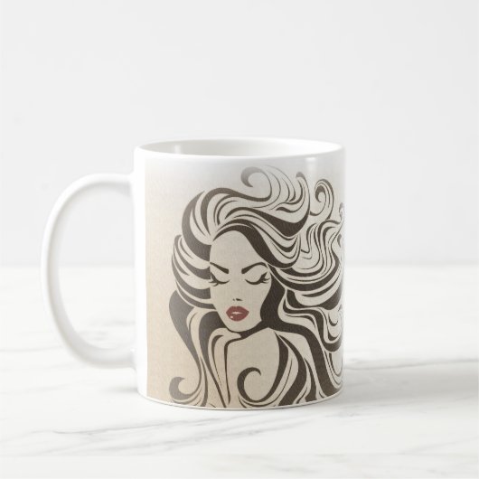 Elegant Sepia Chic Wavy Frisur Extensions Kaffeetasse (Links)
