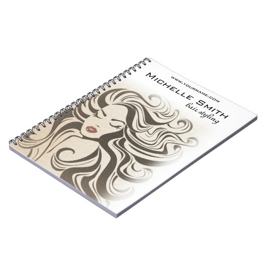 Elegant Sepia Chic Wavy Frisur Extensions Notizblock (Linke Seite)