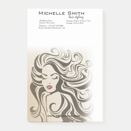 Elegant Sepia Chic Wavy Frisur Extensions Post-it Klebezettel (Vorderseite)