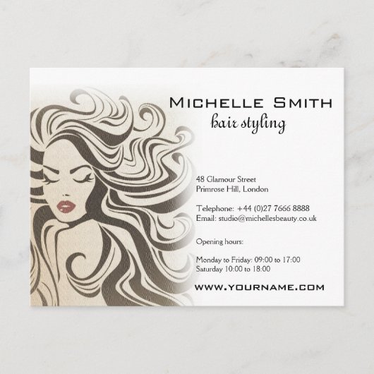 Elegant Sepia Chic Wavy Frisur Extensions Postkarte (Vorderseite)