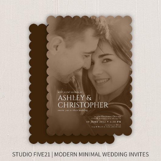 Elegant Sepia Duotone Foto Wedding Einladung