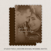 Elegant Sepia Duotone Foto Wedding Einladung