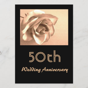 Elegant Sepia Rose 50. Hochzeitstag Einladung