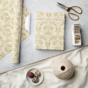 Elegant Sepia Tan Floral Pattern Geschenkpapier