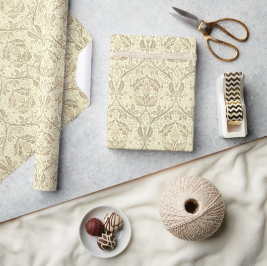 Elegant Sepia Tan Floral Pattern Geschenkpapier (Kunsthandwerk)