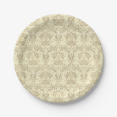 Elegant Sepia Tan Floral Pattern Pappteller (Vorderseite)