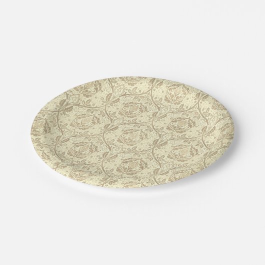 Elegant Sepia Tan Floral Pattern Pappteller (Schrägansicht)