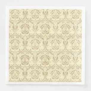 Elegant Sepia Tan Floral Pattern Serviette