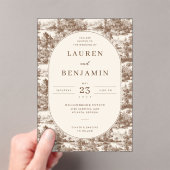 Elegant Sepia Vintage Illustrations Acryleinladungen (Insitu (Handheld))