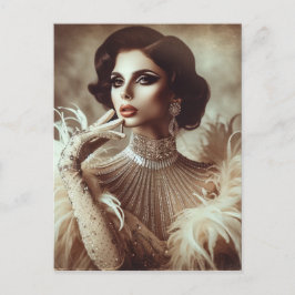 Elegant Sepia Woman Postkarte