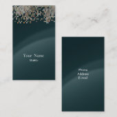 Elegant Sequins Dark Green Visitenkarte (Vorne/Hinten)