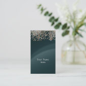 Elegant Sequins Dark Green Visitenkarte (Stehend Vorderseite)