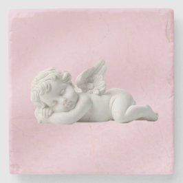 Elegant Serene Dreamy Pink White Stone Baby Angel Steinuntersetzer