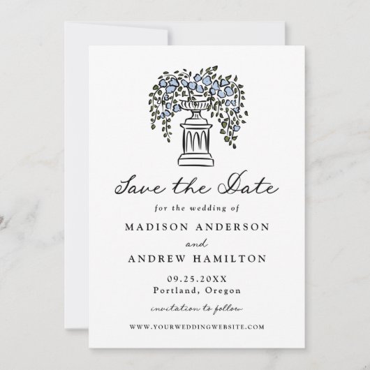 Elegant Serene Garden Blooms Foto Wedding Save The Date (Vorderseite)