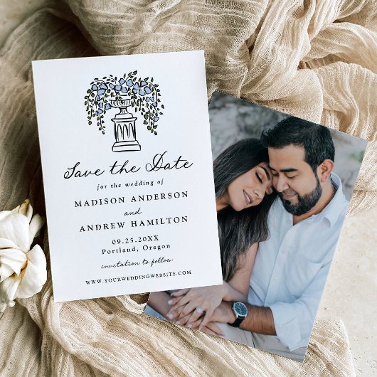 Elegant Serene Garden Blooms Foto Wedding Save The Date