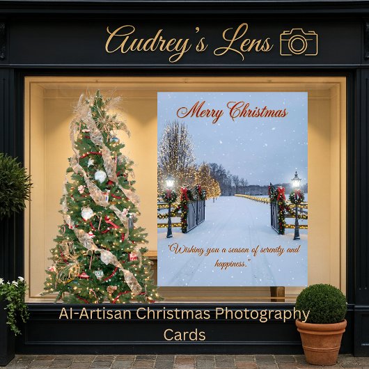 Elegant Serene Scene featuring Christmas lights  Karte