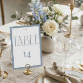 Elegant Serif Blue Gray Monogram Table Number Tischnummer