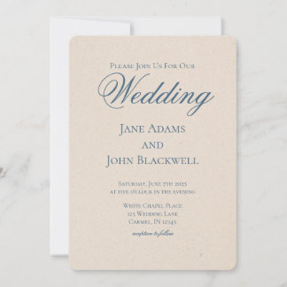 Elegant Serif Dusty Blue Wedding Einladung