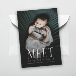 Elegant Serif Meet Baby Foto Birth Ankündigung