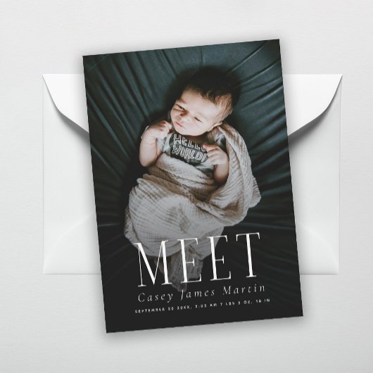 Elegant Serif Meet Baby Foto Birth Ankündigung