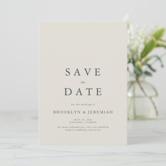 Elegant Serif Wedding Save the Date (Stehend Vorderseite)