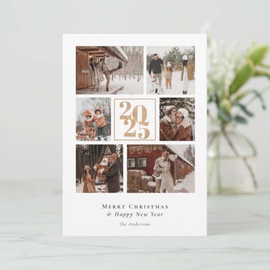 Elegant Seven Fotos Collage Frohe Weihnachten (Stehend Vorderseite)
