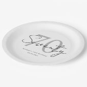 Elegant Seventieth Birthday Paper Plate Minimalist Pappteller (Schrägansicht)