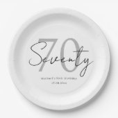 Elegant Seventieth Birthday Paper Plate Minimalist Pappteller (Vorderseite)