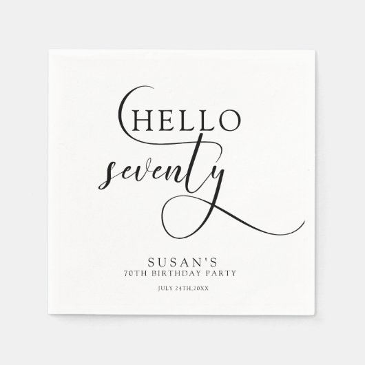 Elegant Seventieth Birthday Serviette (Vorderseite)