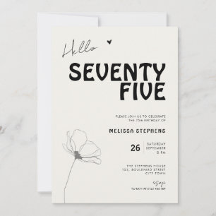 Elegant Seventy Five Bold Typography 75. Geburtsta Einladung