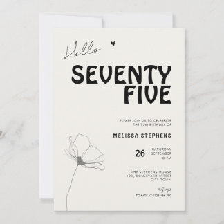 Elegant Seventy Five Bold Typography 75. Geburtsta Einladung