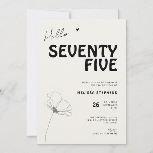 Elegant Seventy Five Bold Typography 75th Birthday Einladung (Vorderseite)