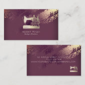 Elegant Sewing Machine Seamstress  Burgundy Visitenkarte (Vorne/Hinten)