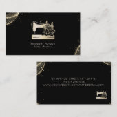 Elegant Sewing Machine Seamstress Gold Dust Black Visitenkarte (Vorne/Hinten)