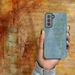 Elegant Shabby Girly Blue Floral Name Samsung Galaxy Hülle