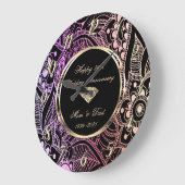 Elegant Shadow 25th Wedding Anniversary Große Wanduhr (Winkel)