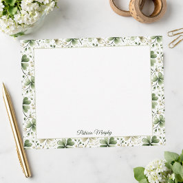 Elegant Shamrock Botanical Notecard | Personalized Mitteilungskarte