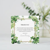 Elegant Shamrock Clover Sympathy Dankeskarte (Stehend Vorderseite)