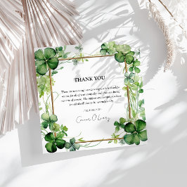Elegant Shamrock Clover Sympathy Dankeskarte