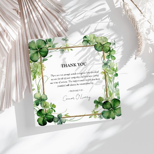Elegant Shamrock Clover Sympathy Dankeskarte