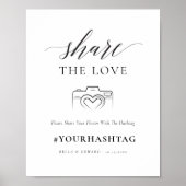 Elegant Share The Liebe Wedding Hashtag Sign Poster (Vorne)