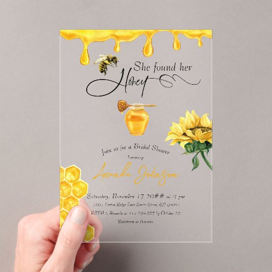 Elegant She fand ihr Honey Bee Brautparty Acryleinladungen (Insitu (Handheld))