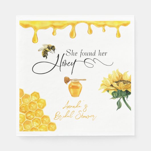 Elegant She fand ihr Honey Bee Brautparty Serviette (Vorderseite)