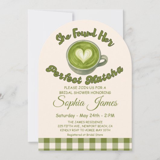 Elegant She fand ihr perfektes Matcha-Brautparty Einladung (Vorderseite)