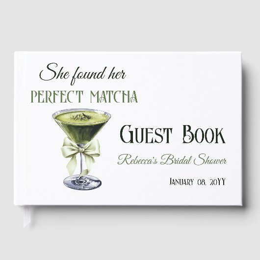 Elegant She fand ihr perfektes Matcha-Brautparty Gästebuch (Vorderseite)
