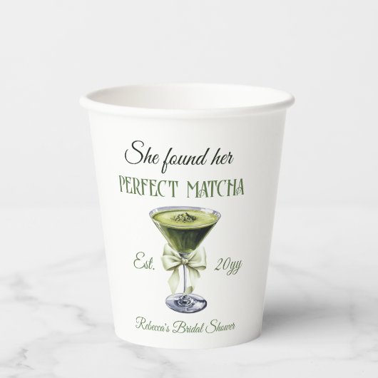 Elegant She fand ihr perfektes Matcha-Brautparty Pappbecher (Vorderseite)