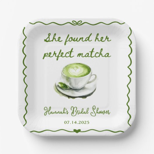 Elegant She fand ihr perfektes Matcha-Brautparty Pappteller (Vorderseite)