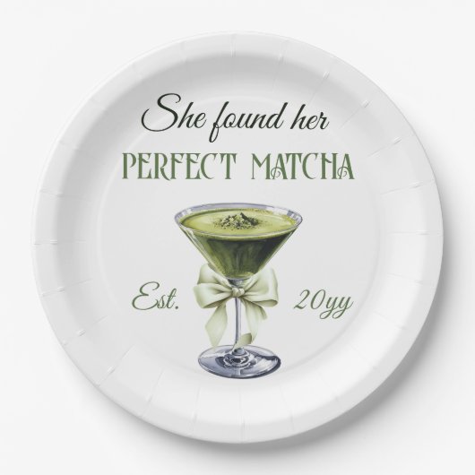 Elegant She fand ihr perfektes Matcha-Brautparty Pappteller (Vorderseite)